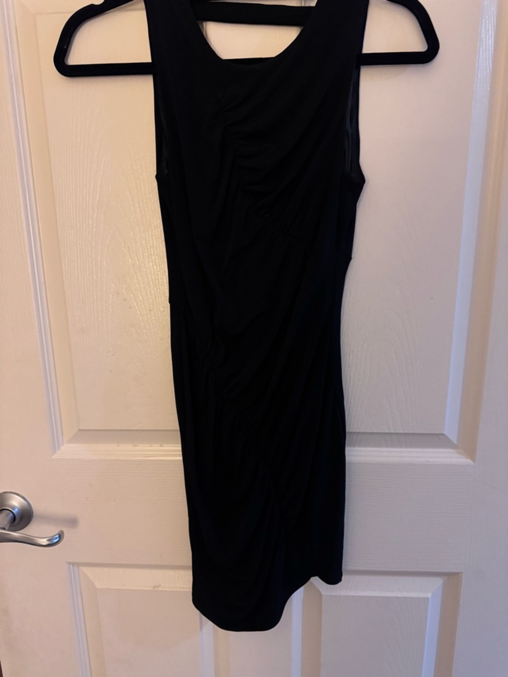 BCBGeneration Black Sleeveless Midi Dress with Draped Detail